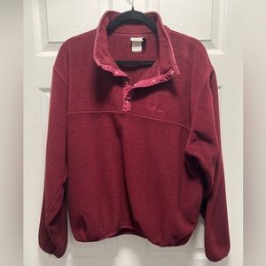 Vintage Large Burgundy LL Bean Fleece Pullover with Pockets